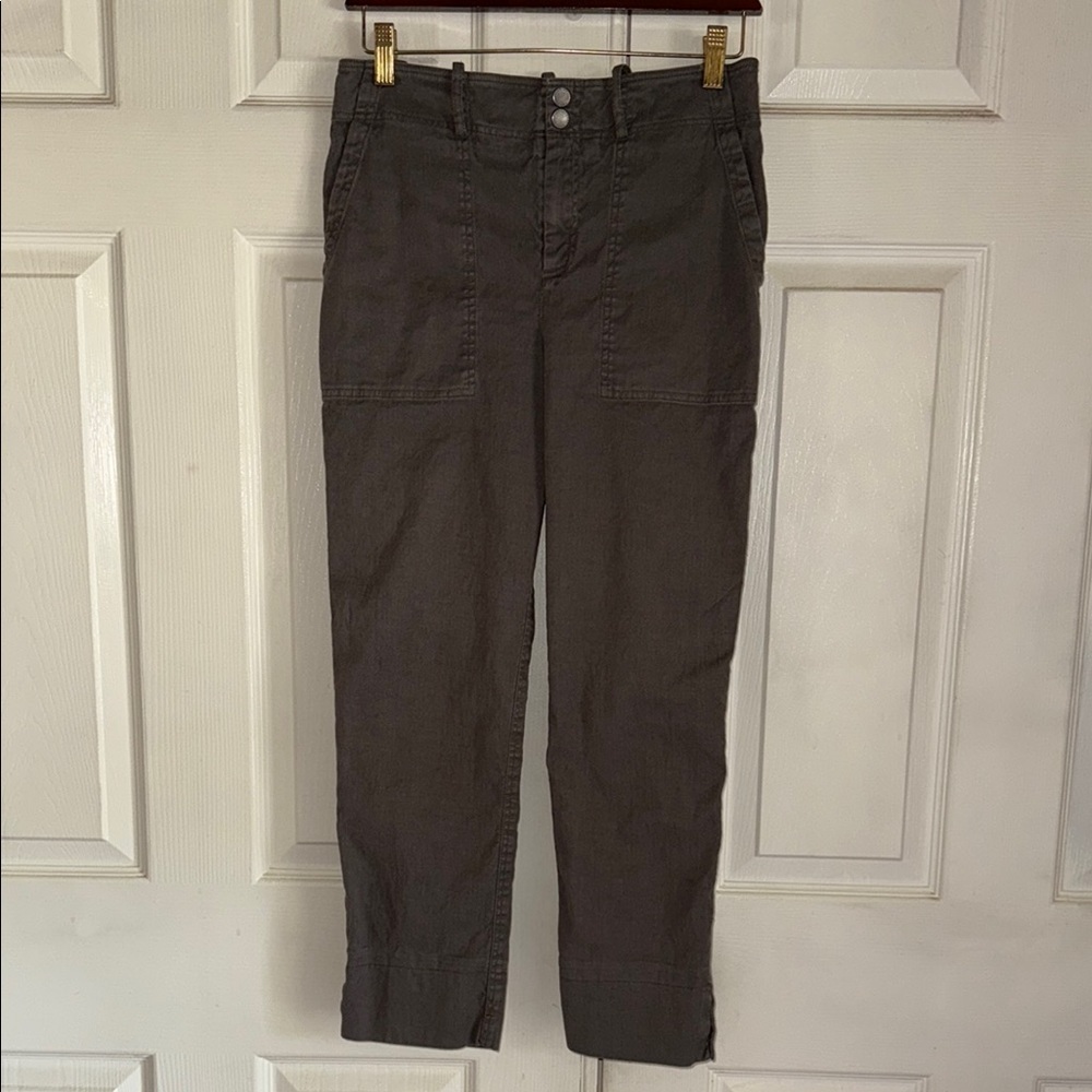 Peruvian Connection Gray Linen Blend Cropped Pants